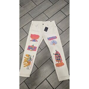ASOS White Graphic Skeleton Print Straight Leg‎ Jeans Women's Size 30